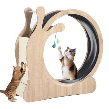 Garderth Cat Exercise Wheel,3-in-1 Large Cat Treadmill,Wood Cat Wheel,Running Wheel With Scratching Board And Play Balls For Running/Walking/Training,Suitable For Most Cats