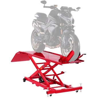VEVOR Motorcycle Lift Table, 1000lbs Weight Capacity, 360 Flexible Moving Motorcycle Jack Stand, 8.6-31 in Height Range, Heavy Duty Bike Repair Stand with Security Lock for ATVs, Dirt Bike