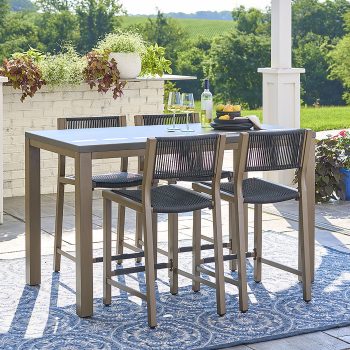 Better Homes & Gardens Tarren 5-Piece Outdoor High Dining Set, Black