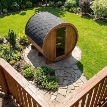 SaunaLife Model E7W Sauna Barrel-Window Ergo Series Sauna Barrel, 71" D x 81" H (Diameter), Rear Window