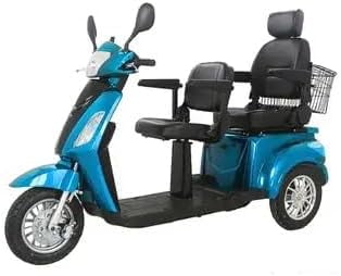 Two Seater Electric Mobility Scooter – Blue GTX-L-60 Double Seated Scooter, 1000W Brushless Motor, Large Storage, Shock Absorbers, 550lb Capacity