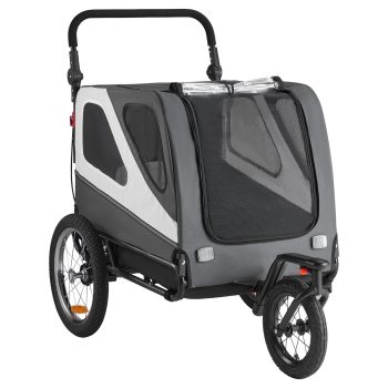 KFFKFF Dog Bike Trailer, Holds Up to 100 lbs, 2-in-1 Pet Stroller and Bicycle Carrier for Small and Large Dogs, Foldable Frame with Quick-Release Wheels, Universal Bike Hitch, Built-In Safety Leash