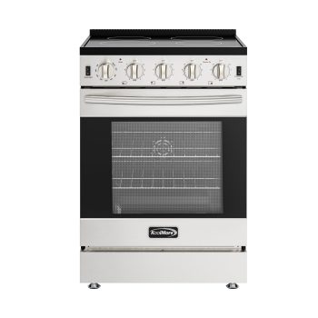 24 in. 4-Burner Electric Glass Top Slide-In Oven Range, 240V in Stainless Steel (KM-SER24-SS)