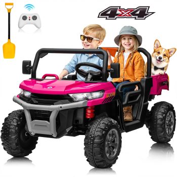 Joyracer 24 Volt Ride on Toys, 800W Ride on Truck for Kids, 2 Seater Power Car Wheels w/ Dump Bed & Shovel, Ride on UTV w/Remote Control, Bluetooth, LED Lights