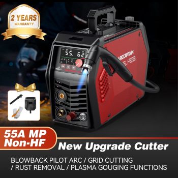 ARCCAPTAIN iControl 55A MP Non-HF Plasma Cutter, 55A Blowback Pilot Arc, 120V/240V, APP Control, LED Display, Mesh Cut, Rust Remover