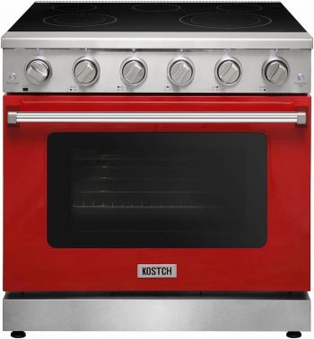 KOSTCH 36in. Electric Range in with 6.0 Cu ft Convection Oven and 5 Cooktop Burners, door