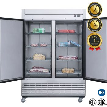 55 in. Two Door Reach-in Commercial Freezer 41 Cu.Ft. Solid Door Freezer, NSF