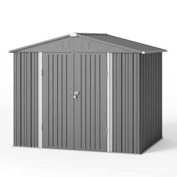 Asofer 8 x 6 FT Outdoor Storage Shed Clearance, Garden Tool Shed for Outsides,Yard, Patio, Gray