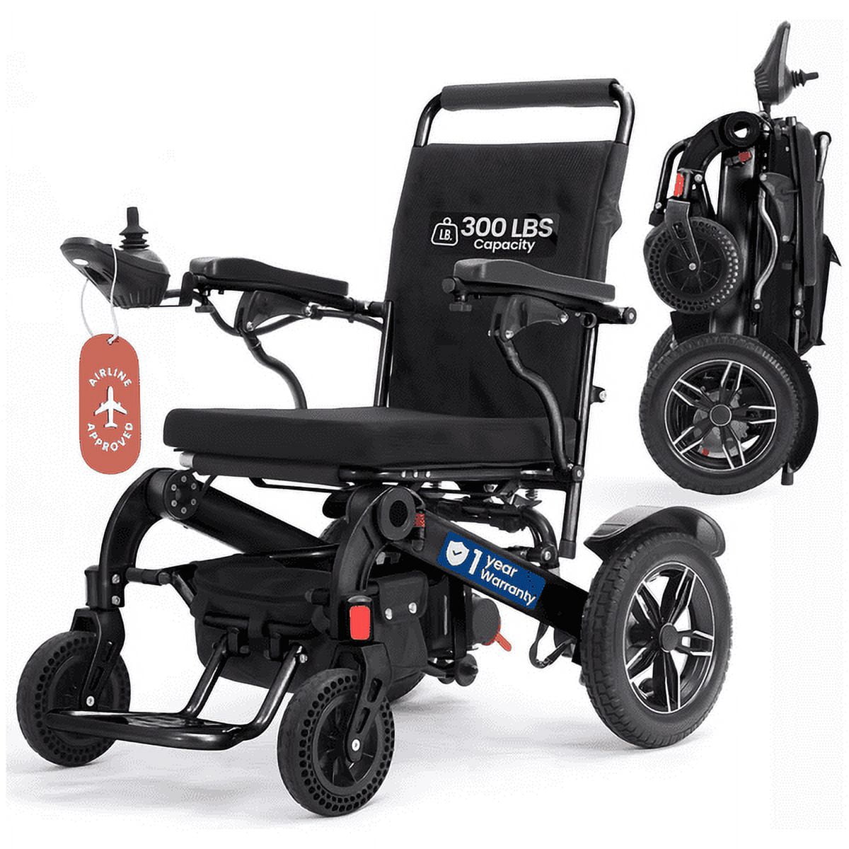 DECOMIL Motorized Intelligent Wheelchair for Adults, Electric Wheelchair for Seniors, 300 Lbs Capacity, Foldable and Lightweight, 2x250W Motors, 15 Miles Range, Portable Wheelchair for Elders