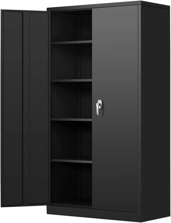 SOLAURA 72 Inches Tall Metal Garage Storage Cabinets, Lockable Storage Cabinet with Doors and Adjustable Shelves for Office, Home, Shops, Garage