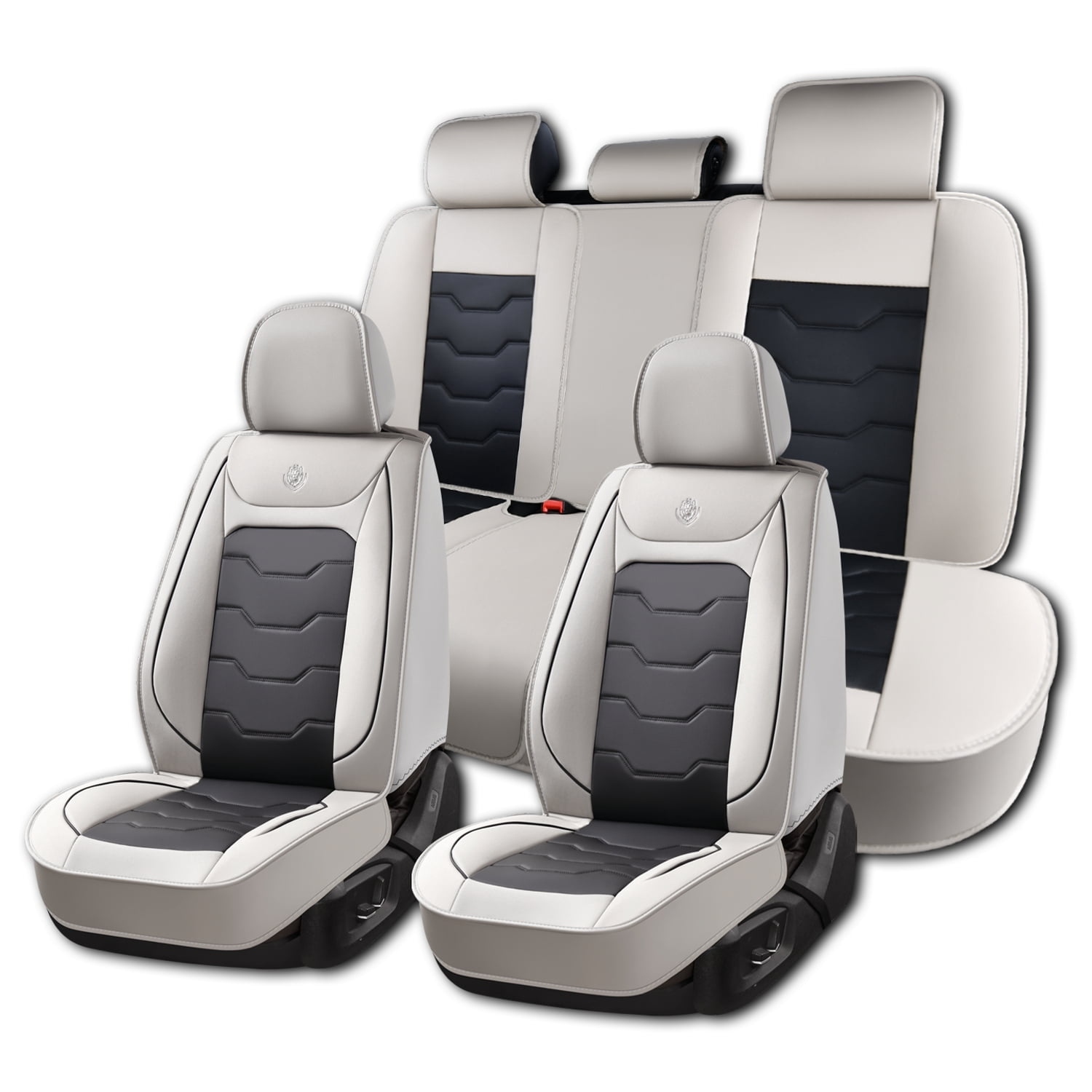 2000-2025 for TOYOTA RAV4 Car Seat Cover, Gray Car Seat Covers, Waterproof Leather Full Set of 5 Seats Non-slip Beautify Interior, Protect Car Seats