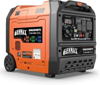 Genmax 6250W Tri-Fuel Silent Inverter Generator , Bluetooth App, 2-Wire Auto Start, CO Sensor, 50A Outlet, Home Backup & Camping, EPA Compliant