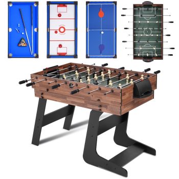 54" 4-in-1 Foldable Game Table, Combo Game Table Set with Ping Pong, Air Hockey, Pool Billiards & Foosball, Indoor Game Table for Kids, Adults, Home & Game Room