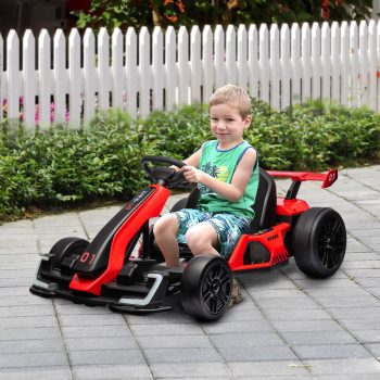 Aosom 24V 7.5 MPH Electric Go Kart with Adjustable Seat, Slow Start, Red