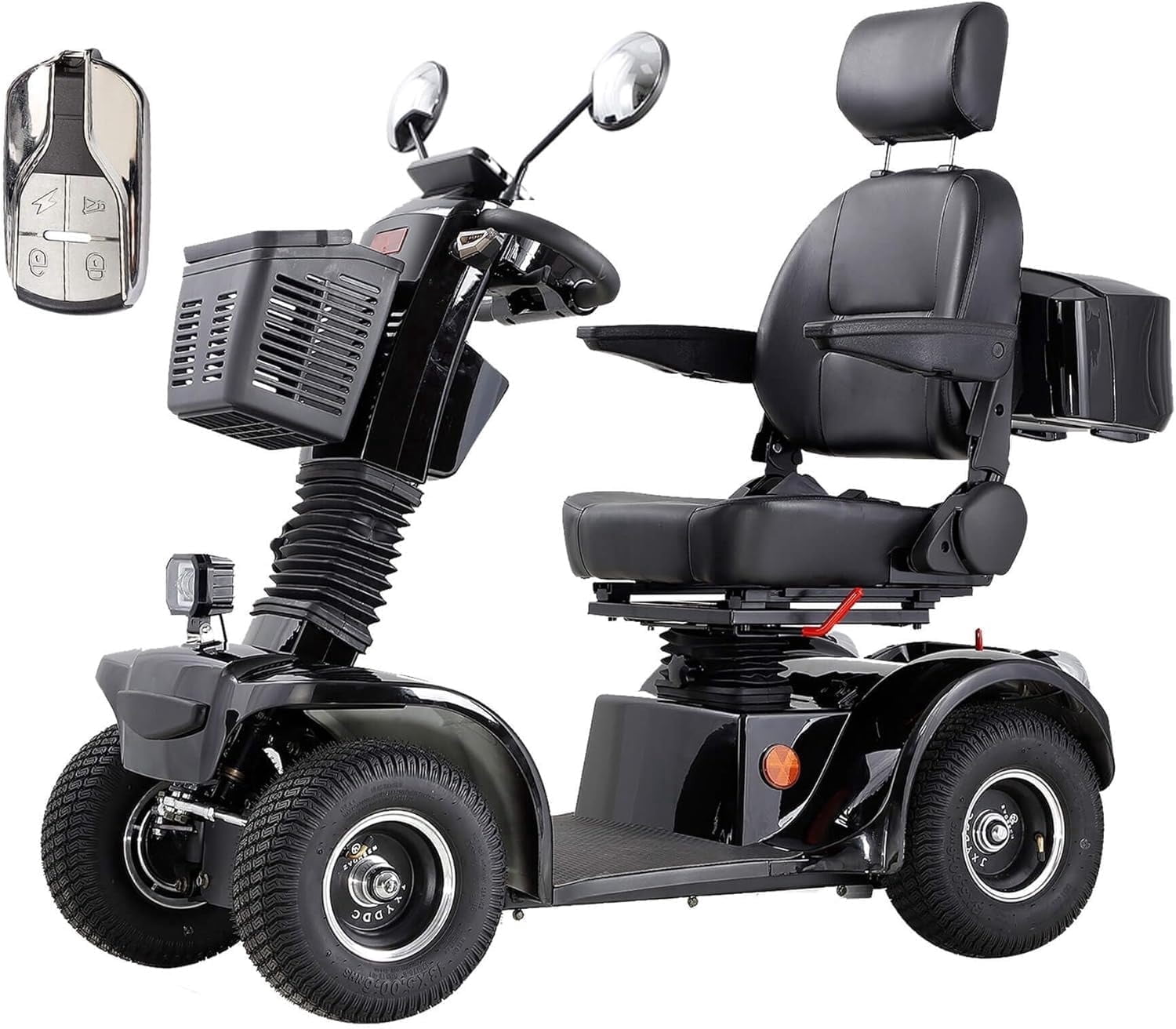 Mobility Scoote Secure Adjustable Seat 4-Wheel with Charger & USB Ports, Black, 350 lb Limit