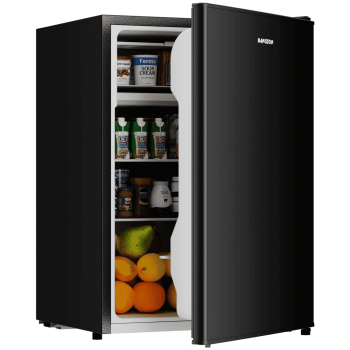 BANGSON 2.6 Cu.ft Mini Fridge with Freezer, Compact Energy-Efficient Low Noise Single Door Small Refrigerator for Office, Dorm, Bedroom, Apartment