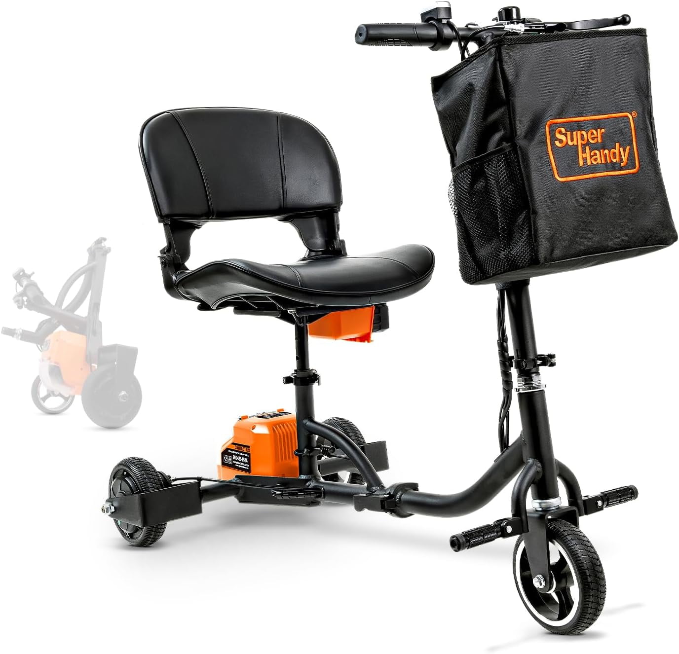 SuperHandy Lightweight 3-Wheel Mobility Scooter - Elder, Handicap, Adults Transport, 48V 2Ah Battery, Long Range, 35 lbs