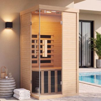 Clouddwell 2-Person Home Far Infrared Sauna | 850W High-Efficiency Heating Western Hemlock Dry Sauna with LED Light & Bluetooth Speaker (For Home & Gym Use)
