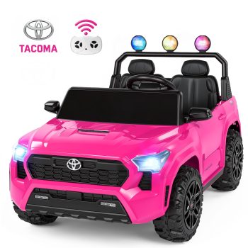 24V Ride On Car for Kids, Licensed Toyota Tacoma 2 Seater Battery Powered Ride On Truck Toy with Remote Control, 4 Wheel Suspension, Colorful Lights, Music, Electric Car for Boys Girls 3–8