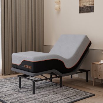 ESHINE Twin XL Adjustable Bed Frame-14 inch Memory Foam Mattress, with Massage, Wireless Remote, USB, Under Light, Head and Foot Incline