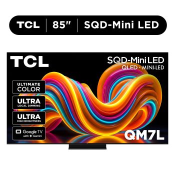 TCL 85 QM7L Series SQD-Mini LED QLED Smart Google TV (NEW 2026) - TCL Deep Color System with Super QLED, Up to LD2100 Precise Dimming Series, Up to HDR3000 Peak Nits, Bang & Olufsen Audio - 85QM7L