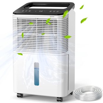 KLOUDIC 50 Pint Dehumidifier for Home & Basements, Covers Up to 2500 Sq.ft, Smart Humidity Control & Auto Defrost, 2.5L Water Tank, 24H Timer, DOE 12 Pint, Continuous Drain Hose