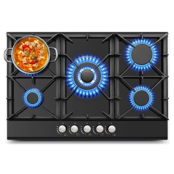 AMZGACHFKTCH 30-Inch 5-Burner Gas Stove, Built-in NG/LPG Convertible