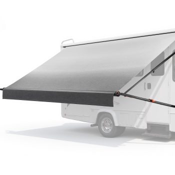 VEVOR Manual RV Awning Complete Kit, 14.12FT Retractable RV Awning with Aluminum Alloy Frame & Waterproof PVC Fabric, Outdoor Camping Trailer Awnings Fit Most RVs (14FT Type, Gradient Black)