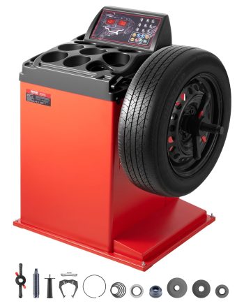 VEVOR Tire Changer Machine, 18" Spindle, Durable Tire Balancer with 4 Size of Conic & 45# Steel, Reinforced Tire Balancer with Complete Measuring Tools & Multi-Compartment, Fit for 1.5"-18" Wide Tire
