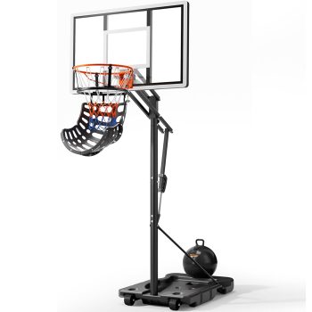Toremore 44 Inch Portable Basketball Hoop, 5.25-10FT Adjustable Basketball Hoop with PC Backboard and Ball Return System, Basketball Hoops & Goals for Kids/Teens/Adults in Backyard, Driveway & Indoor