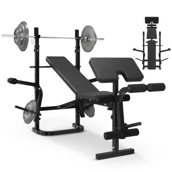 Mikolo Adjustable Weight Bench Press, 800LBS 6 In 1 Full Body Workout Weight Bench With Leg Extension, Multi-Function Strength Training Bench Press Set for Home Gym