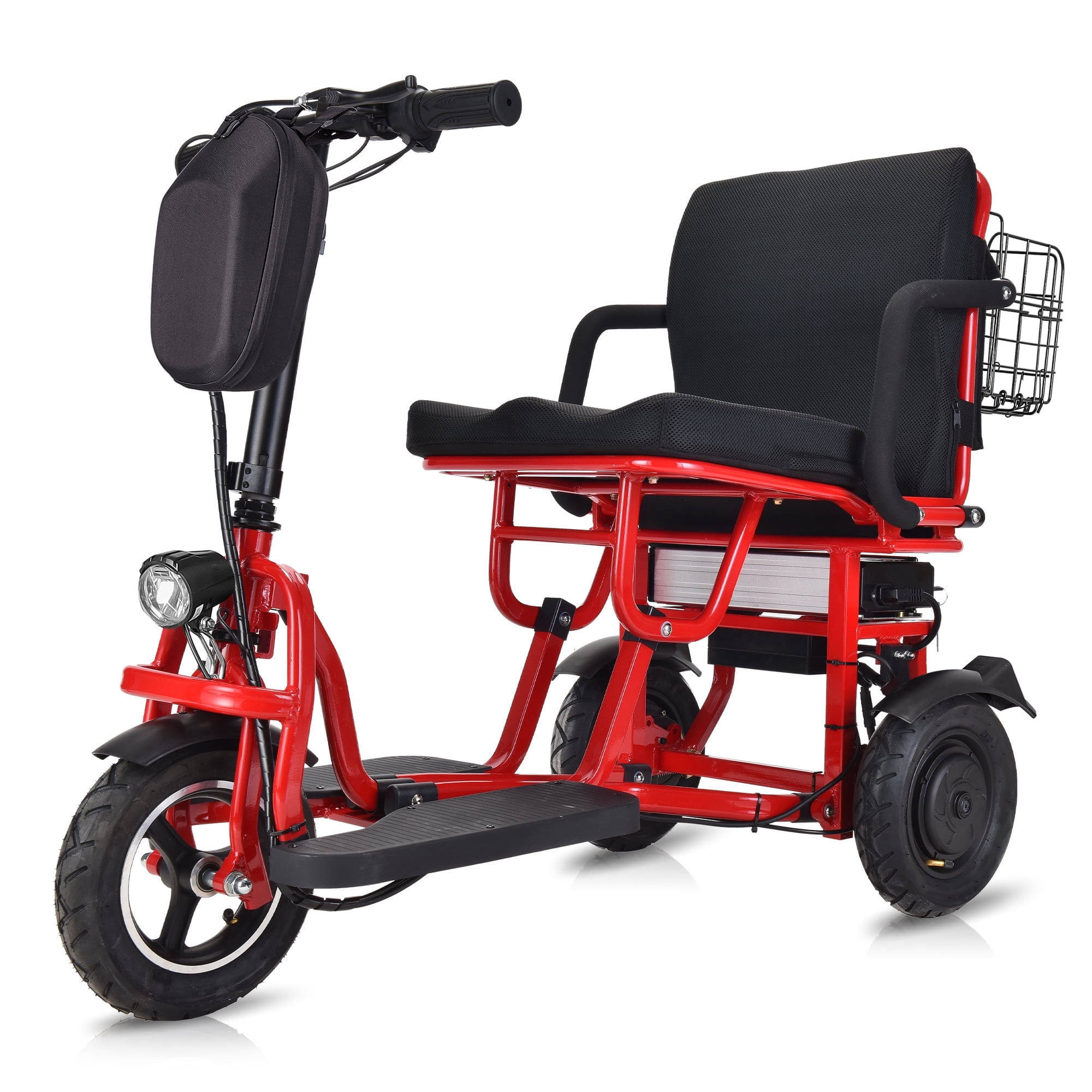 Red Foldable 3 Wheel Electric Mobility Scooter w/ Lithium Battery for 300 lbs, 700W, 20Miles