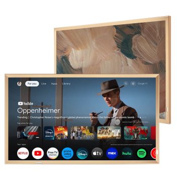 Soulaca 43 inch Smart Mirror TV with Goo-gle System, Waterproof Golden Frame, Atsc Wall-Mounted Bathroom Fireplace Kitchen Mirror Display