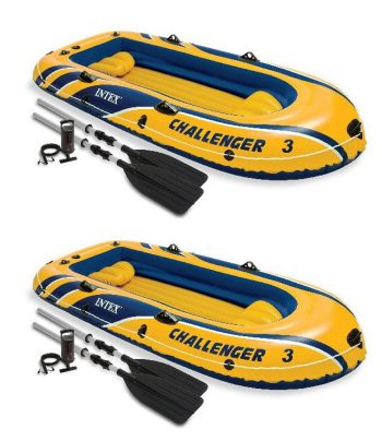 Intex Challenger 3 Inflatable Boat Set with Pump and Oars, | 2 x 68370EP