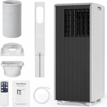 8,000 BTU Portable AC Unit, 3-in-1 Air Conditioner with Cooling, Dehumidifier & Fan - LED Touch Panel, Remote Control, Quiet Operation, Compact Design, Covers Up to 350 Sq. Ft.