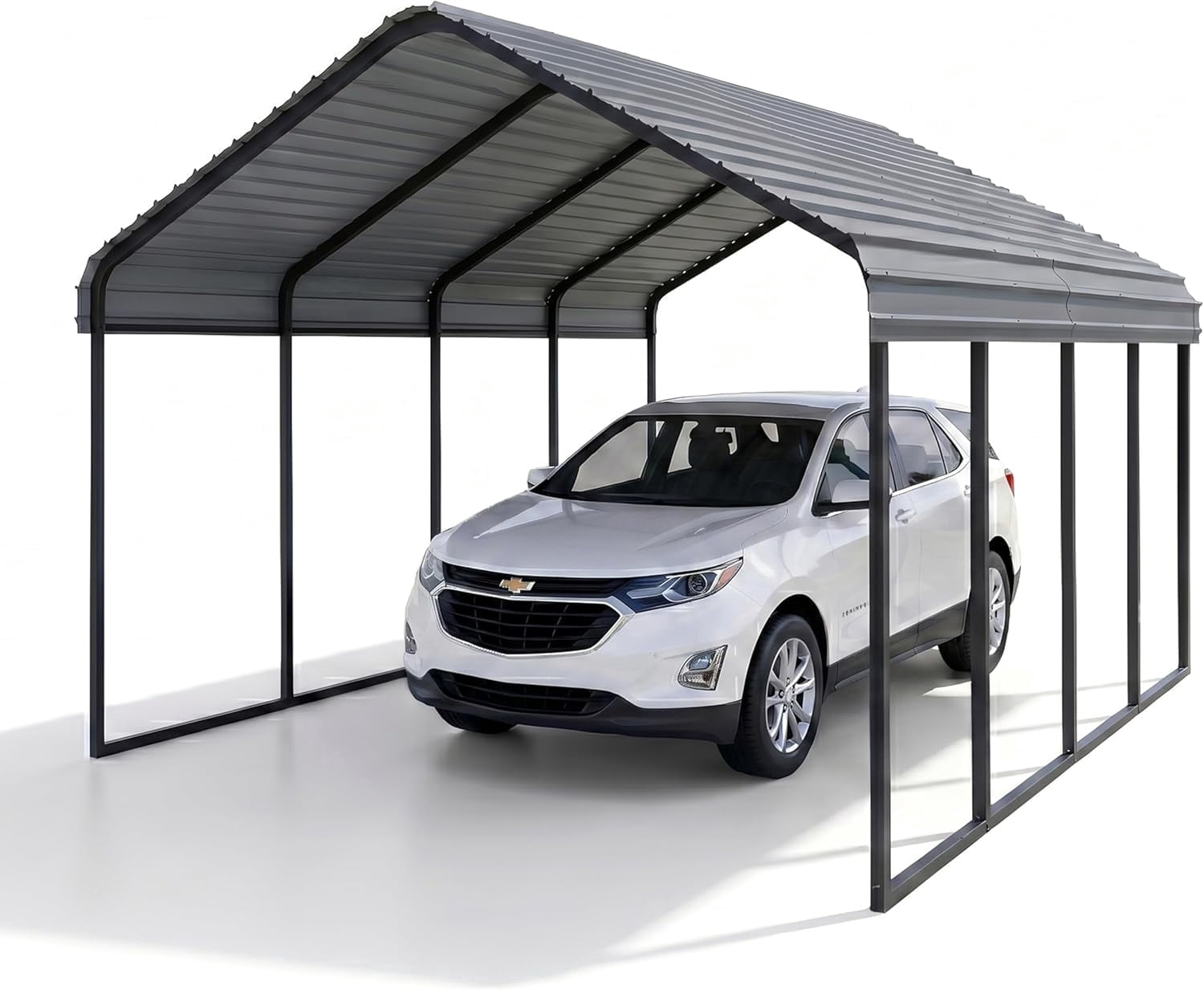10x20 FT Heavy Duty Galvanized Steel Carport – Vertical Roof, All-Weather Outdoor Garage Shelter for 1 Cars, RV, Boat, Tractor & Dual Vehicle Storage
