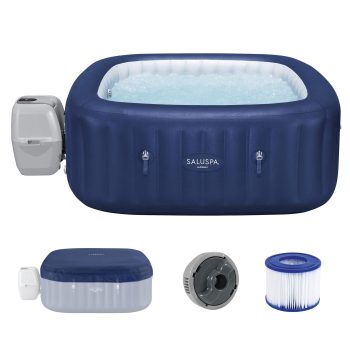 Bestway SaluSpa Hawaii 4-6 Person Inflatable Hot Tub, Square Energy-Efficient Spa, 71"x28"