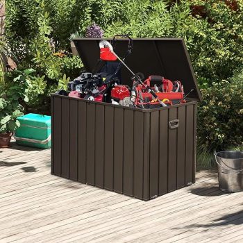 Domi Outdoor Living 200 Gallon Large Deck Box, Outdoor Storage for Patio Furniture, Cushions, Garden Tools & Pool Toys – Lockable, Dark