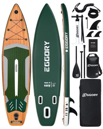 EGGORY 11 ft Inflatable Stand Up Paddle Boards Inflatable Paddle Boards with SUP Accessories Wide Stable Design Anti-Slip EVA Deck for Youth & Adults