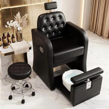 No Plumbing Pedicure Chair, Portable Pedicure Station with Foot Massage Basin, Adjustable Legrest, Lockable Wheels, Tattoo Stool & Comfortable Cushion