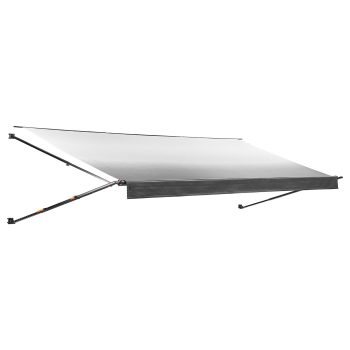 KFFKFF Manual RV Awning Complete Kit, 20.12FT Retractable Awning with Durable Aluminum Frame & Waterproof PVC Fabric, Outdoor Trailer Shade for Various RVs (20FT Type, Gradient Black)