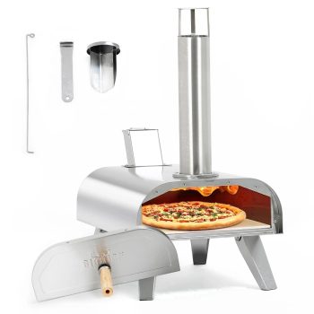 Big Horn Outdoors 12" Wood Pellet Pizza Oven, 3-in-1 Pizza Maker Compatible with Gas Burner and Electric Heater Accessories (Sold Separately)