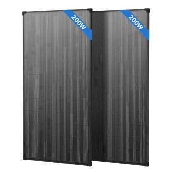 AeternaSol 400W N-Type 18BB Mono Solar Panels (2×), 25% High Conversion Efficiency, IP68 Waterproof, 12V/24V Battery System for RV, Marine, Farm, Off-Grid Homes