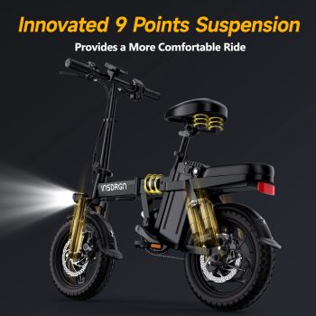 INSDRGN Folding Electric Bike for Adults Teens, 750W Motor, 16AH 48V Battery 14" Electric Bicycles, 35 Miles Range, Mini Ebike for City Commuter, UL2849, Black