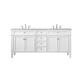 72 in. Double Bathroom Vanity in White