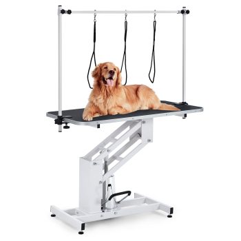 43.6" Pet Grooming Table for Large Dogs, Heavy Duty Height Adjustable Dog Grooming Table With Overhead Arm & Noose Height Range 22''-39'', Maximum Capacity Up to 350 Lbs, for Pet Salons
