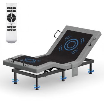 Morrean Adjustable Bed Base Frame for Stress Management with Massage, Adjustable Legs, Remote Control