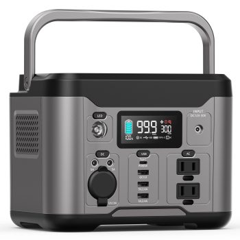 Qunler 300W 296Wh Portable Power Station, 60W USB-C PD, Pure Sine Wave 120V AC Outlet for Camping, Home Backup and Emergency Use, Gray