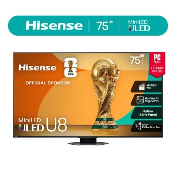 Hisense 75" Class U8 Series Mini-LED ULED 4K UHD Google Smart TV (75U8QG, 2025 Model) - Hi- QLED, Native 165Hz, Game Mode Ultra 288 VRR, Dolby Vision IQ, Dolby Atmos, Up to 5000 Nits, IMAX Enhanced