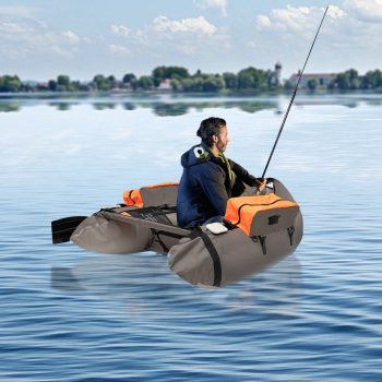 Outdoor Fishing Boat Inflatable Boat Raft with Pump Adjustable Backrest 130kg 136*105*54cm Used in Oceans, Lakes, Rivers